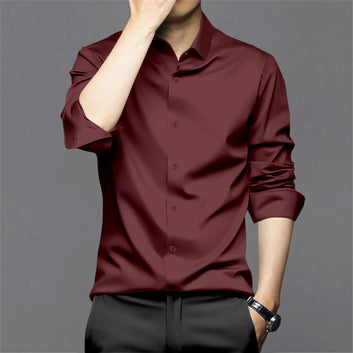 Carmine Sheen Super Satin Premium Cotton Shirt