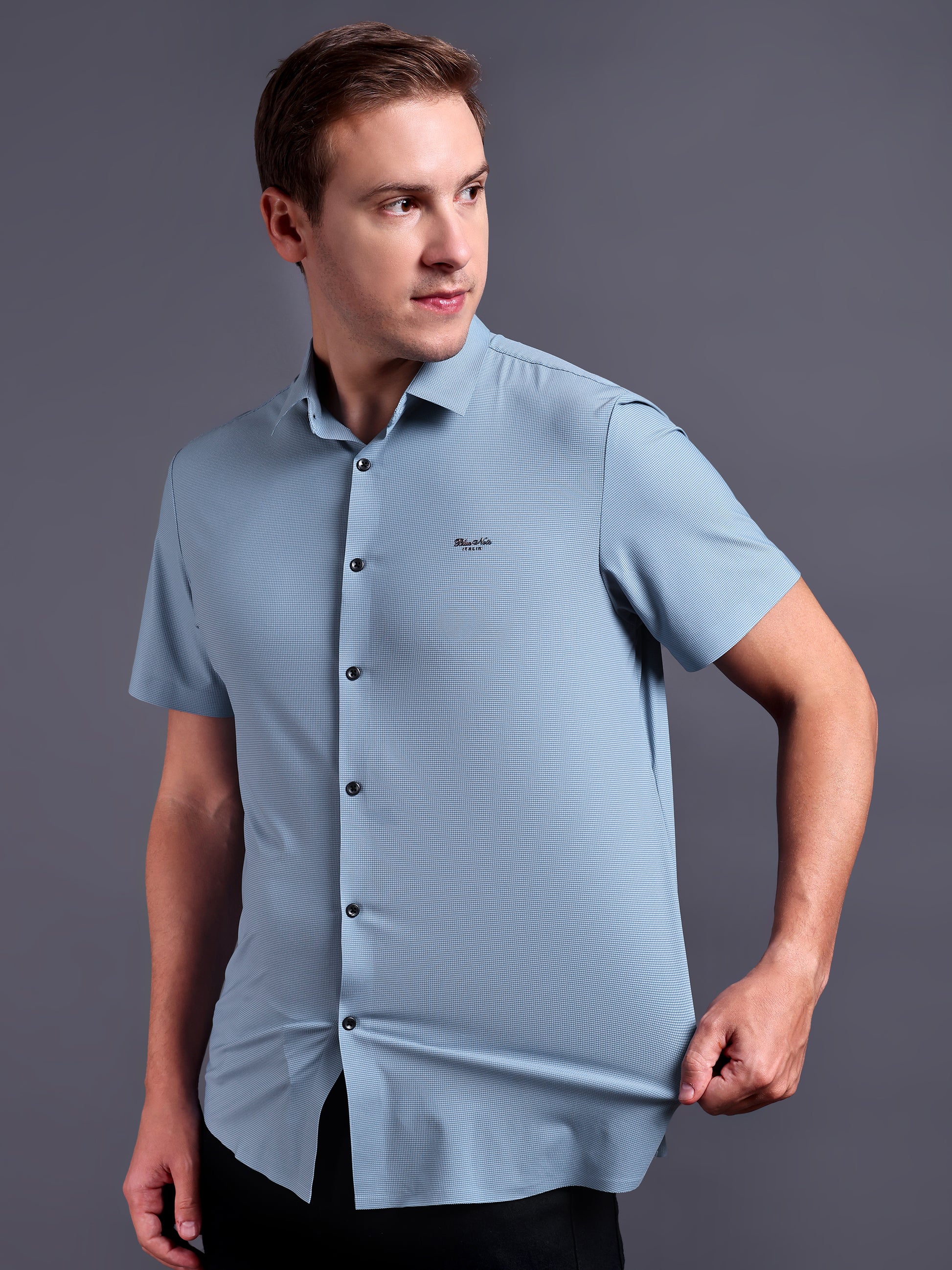 sky blue Casual stretchable shirts