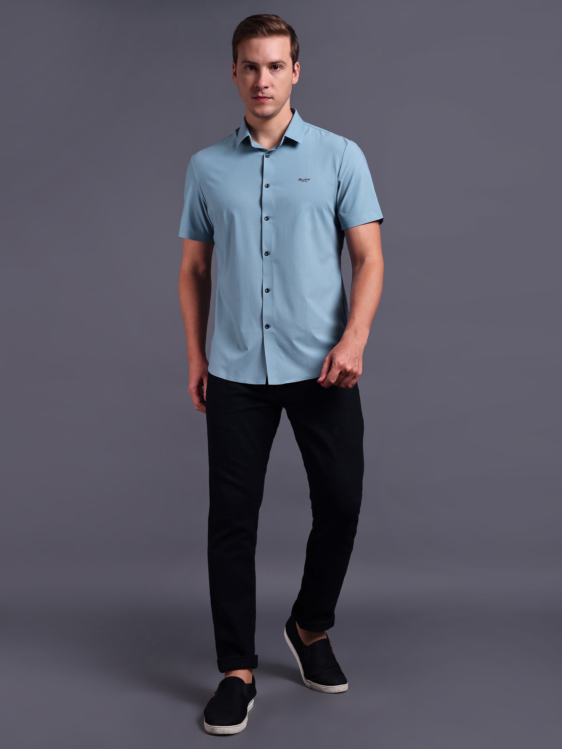 sky blue stretchable shirt