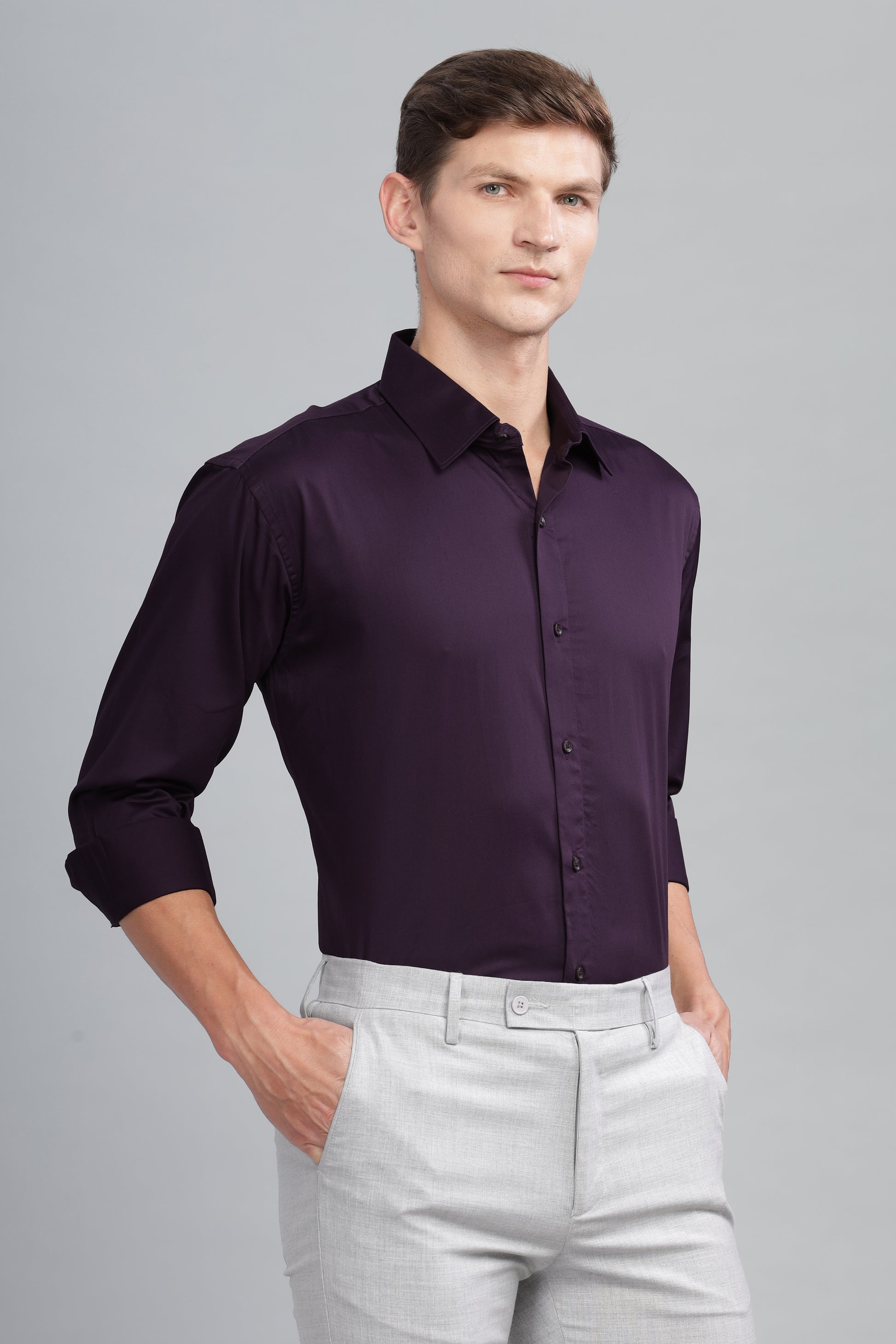 violet cotton stylish shirts for men