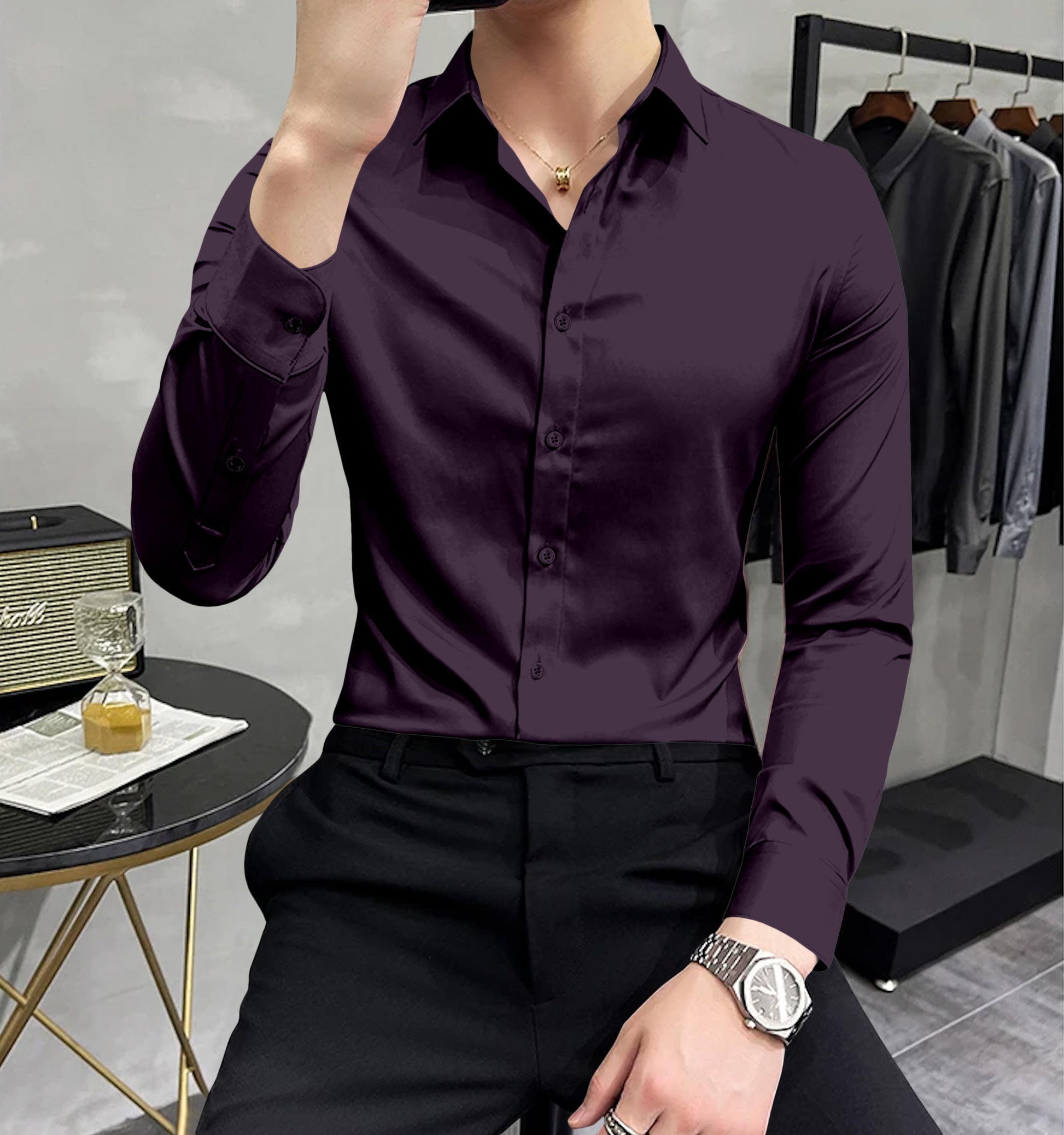 violet high quality cotton shirts