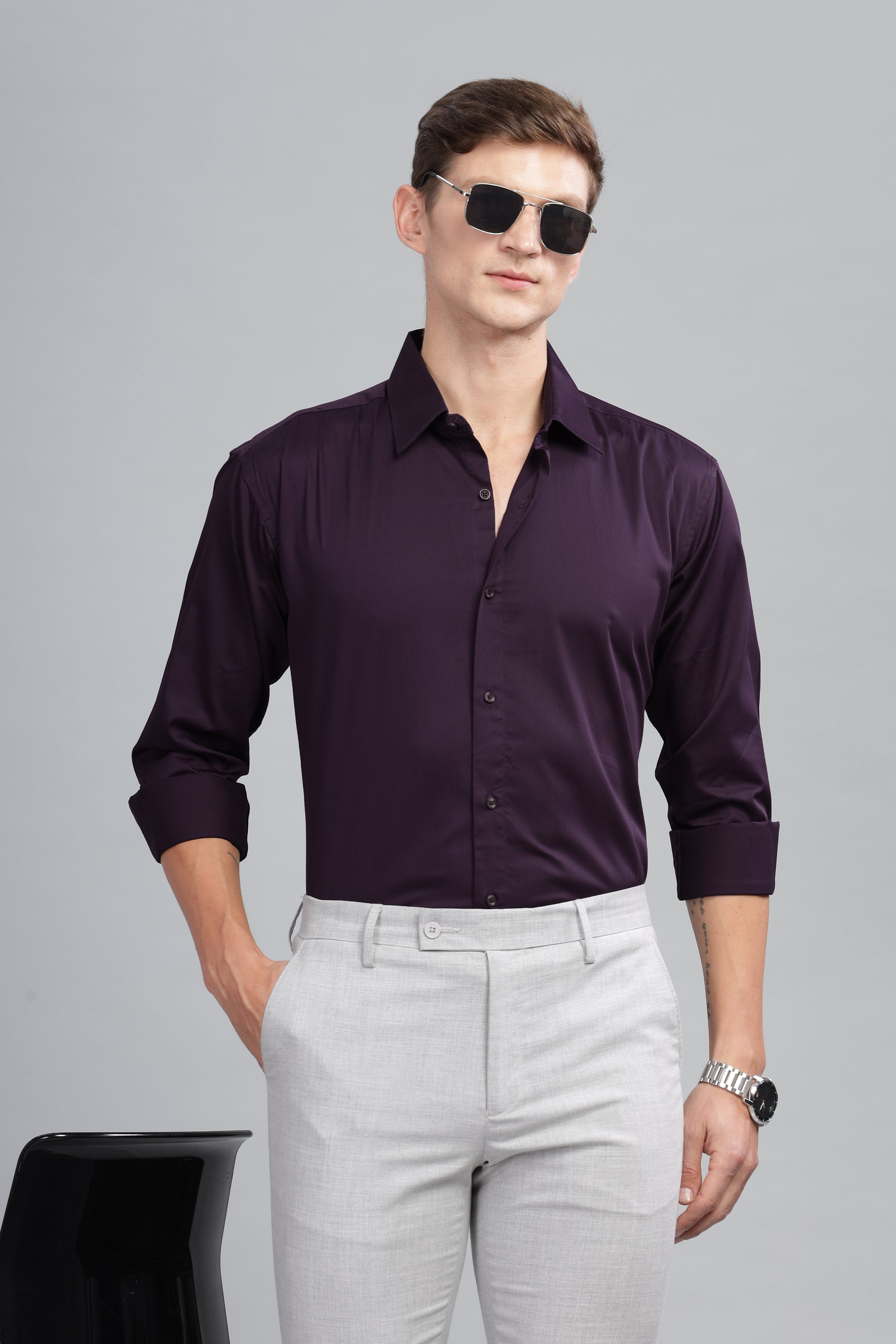 violet long sleeve polo shirt for gents