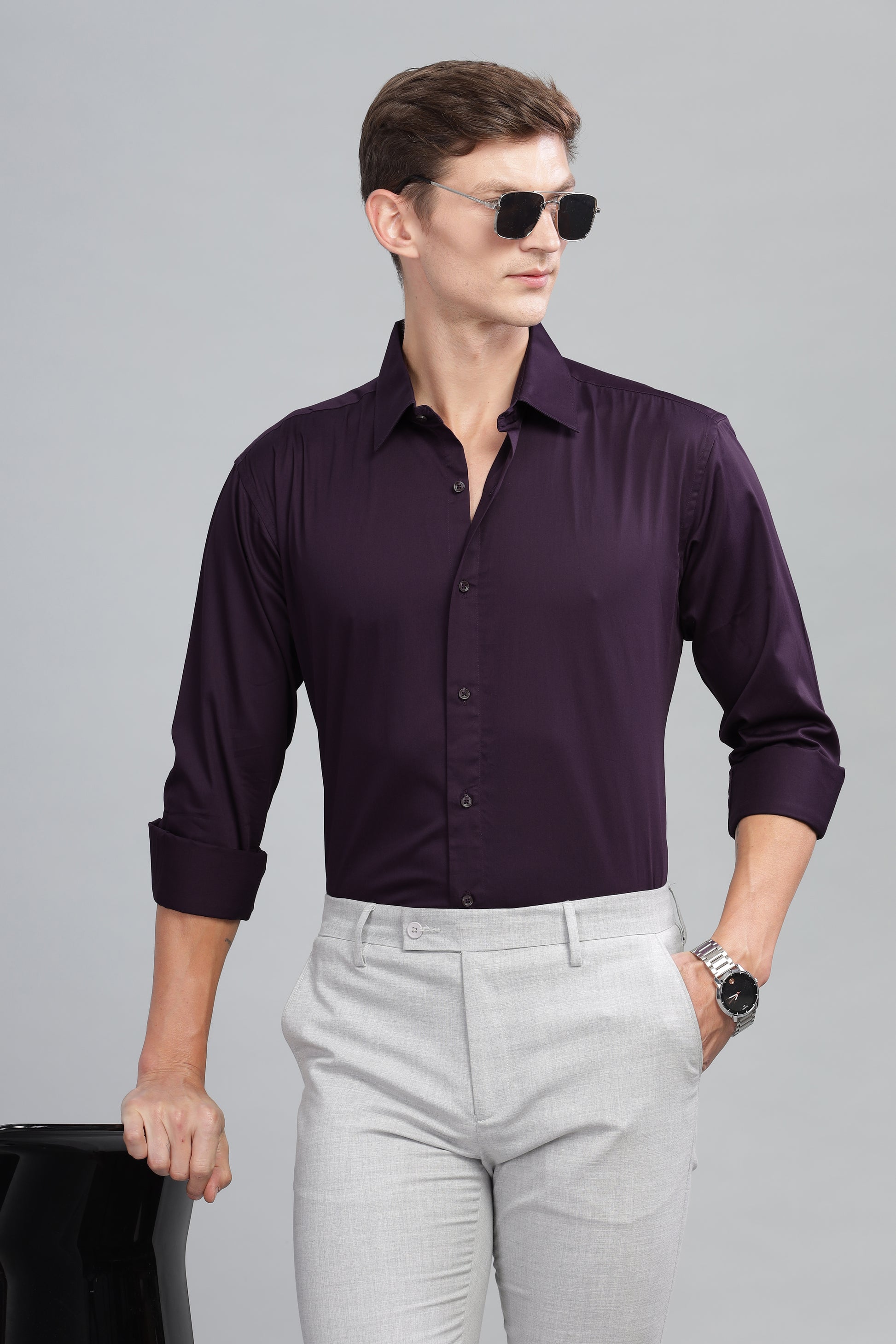 violet mens formal linen shirts on sale