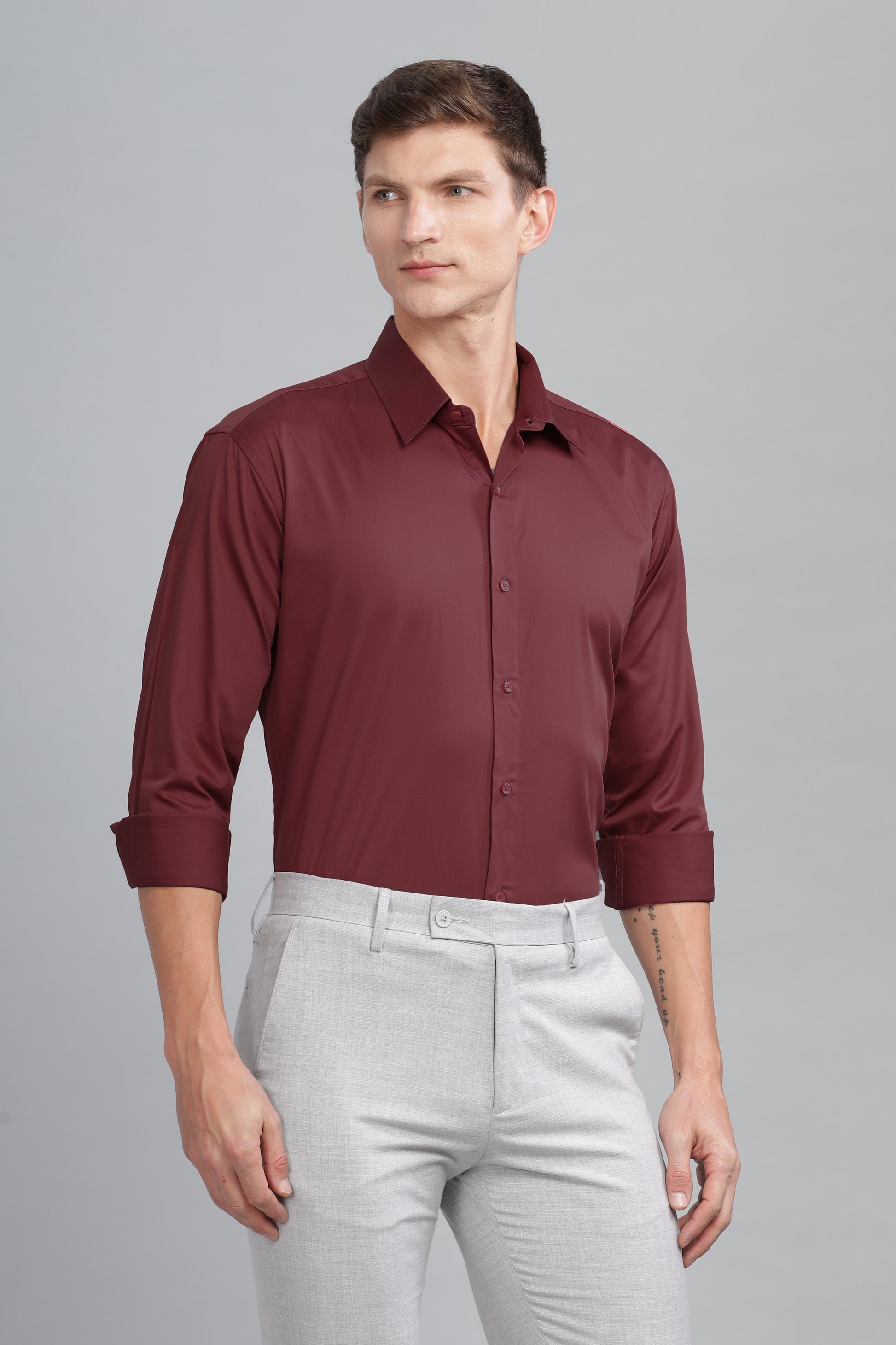 wine cotton stylish shirts for men