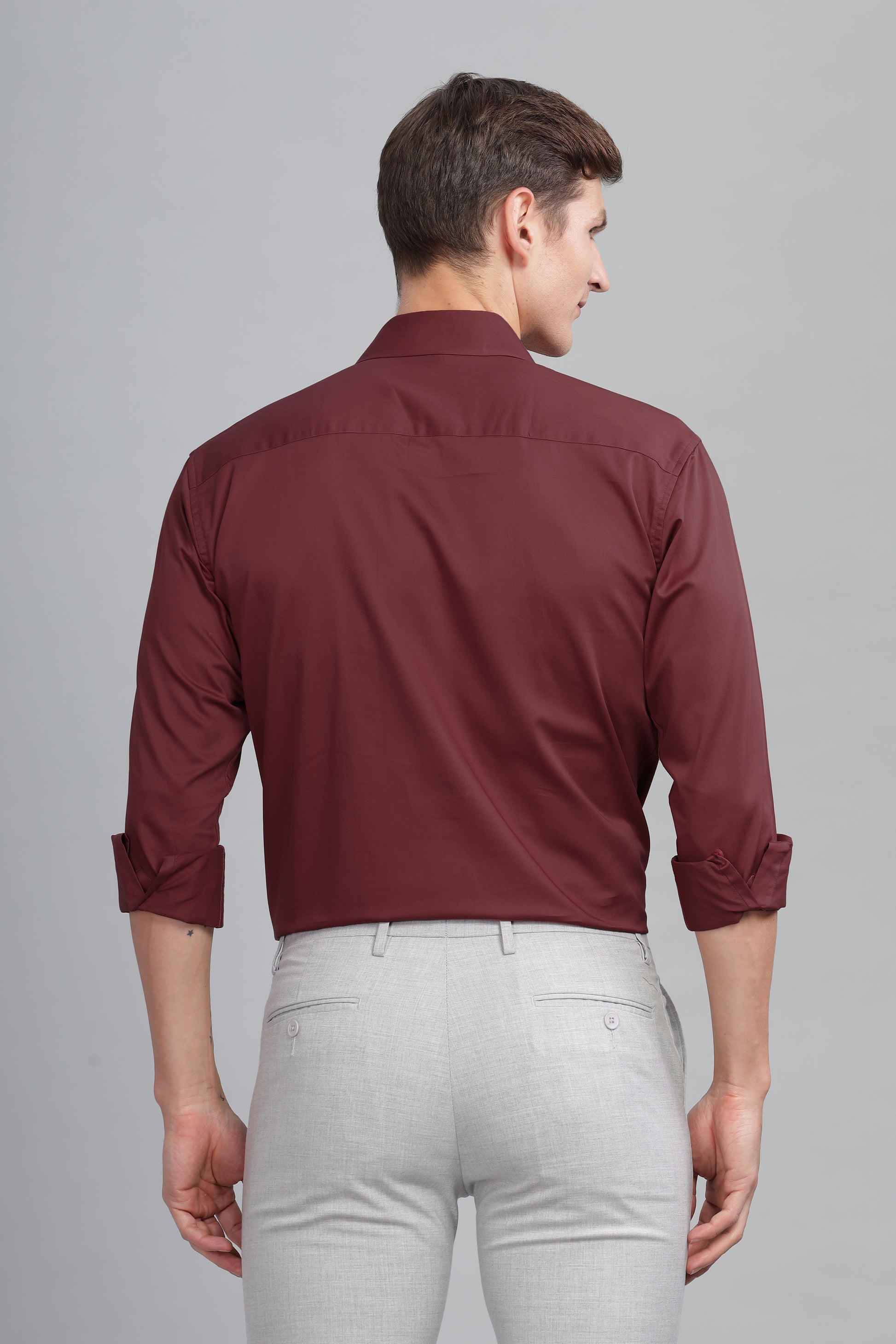 wine gents cotton shirt