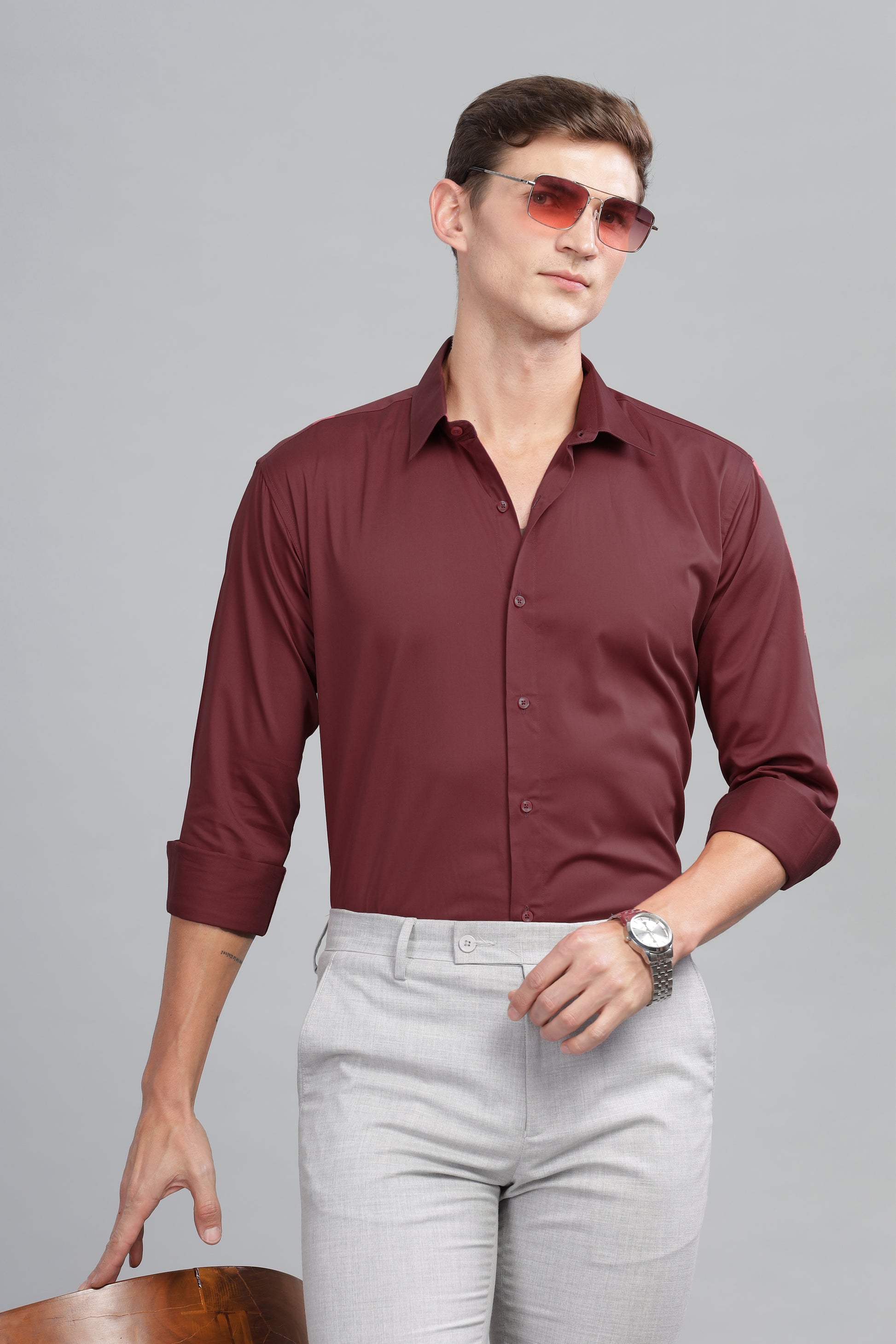 wine long sleeve polo shirt for gents